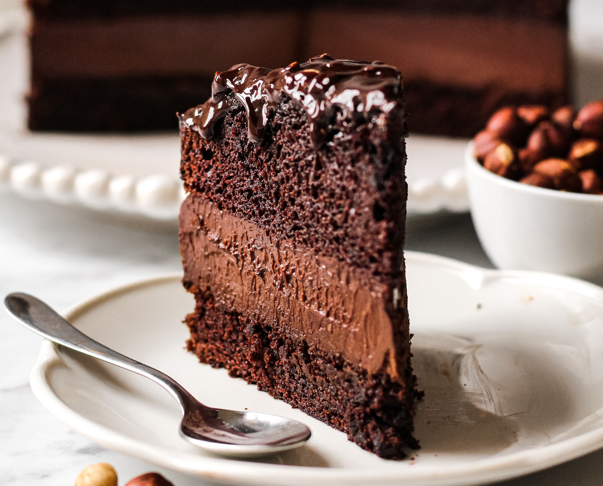 Chocolate Hazelnut Mousse Cake (vegan)