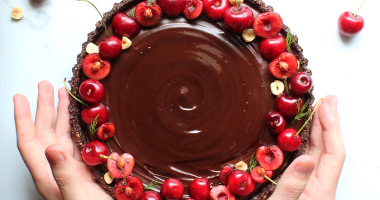 Vegan Cherry and Chocolate Tart