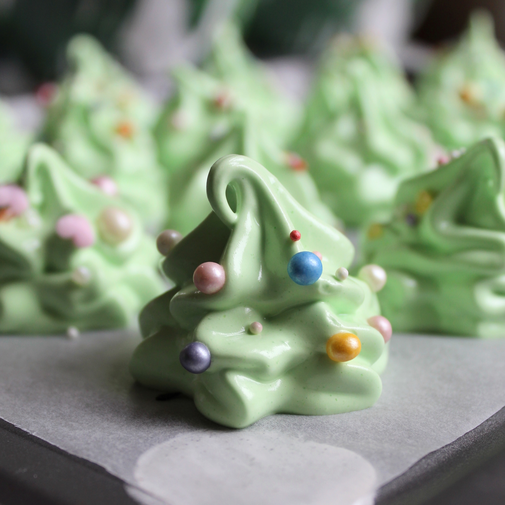 Aquafaba Christmas Tree Meringues